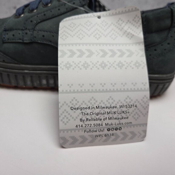 NEW Muk Luks Casual Wingtip Suede Sneakers Grey Blue Lace Up Mens 9 main image 5